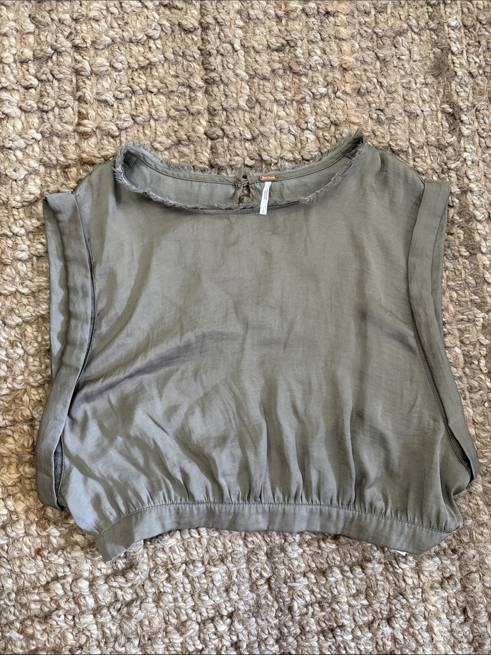 Free People Olive Green Cropped Tank Top